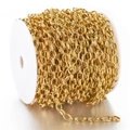 Cadena ancha curva de acero inoxidable bañada en oro 18k en carrete para joyería DIY - 1 Metro/Paquete / Dorado