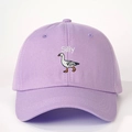 Light purple cotton baseball cap featuring embroidered Silly duck design in a front view - Light Purple