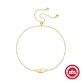 Bracciale regolabile in argento S925 placcato oro con malocchio e zircone lucente - Argento 925 / Oro