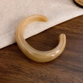 Minimalist thick C-shape acrylic open bangle in warm amber marble resin pattern - Bangle-Coffee