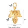 Golden maple leaf pendant charm for DIY jewelry with detailed size and weight markings - Maple Leaf / Gold