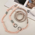Dettaglio tracolla intrecciata a mano rosa e grigia con fibbia ad anello in metallo - Rosa Grigio