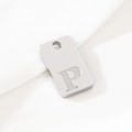 Polished stainless steel rectangular pendant featuring an engraved letter P in silver - Letter P(KLJ9796-Z) / Silver