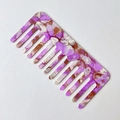 Antistatic wide-tooth hair comb with purple, brown, and white marble ink texture - Purple Marble Texture
