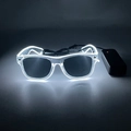 Detail of LED EL wire glowing glasses with battery pack for parties and festivals - Wired Regular Style / White