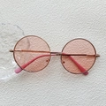 Pink round children sunglasses with rose gold metal frames and translucent lenses - Rose Gold Metal Large Round