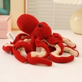 Handcrafted red and beige knitted octopus plush toy with vivid curled tentacles - 22cm Octopus
