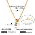 Detail of stainless steel necklace with pearl and colorful gemstone pendants - Gold Stainless Steel Irregular Artificial Pearl Gem Necklace (JDN0209014)