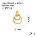 Detail of 15mm gold-plated copper sun flower pendant with mama letters and cubic zirconia - Double Interlocking Rings/N-1