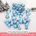Set da 37 palline di Natale blu perlato in dimensioni 4-8 cm con scatola inclusa - Set da 37 / Blu Perla