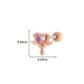 Rose gold heart stud earring with pink zircon wings and exact size dimensions - 3# Rose Gold (Winged Heart)