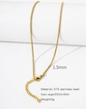 Detail of 1.5mm 18k gold plated 316 stainless steel box chain necklace with measurements - HC0041G-Square Box Chain