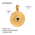 Vintage 18k vergulde roestvrijstalen boze oog zonnehanger met zwarte kristallen steen - Boze Oog Ronde Schijf Stijl(JDP2405010)