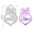 Siliconen mal voor hartvorm met strik en Love-belettering met paarse harsafwerking - Love Stijl Kerstlabel