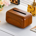 Minimalist dark walnut wood grain tissue box holder for home and hotel desktop decor - Flat Type / Walnut Color-Light Brown