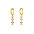 Elegant gold drop earrings with three tiered rectangular cubic zirconia stones - Long Clear Zirconia Gold-Tone Style (F1022)
