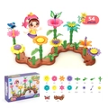 54-piece colorful flower garden building blocks set with stems and petals for kids - Basic Garden Variety (CJ2021)