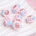 Detail of pink and blue resin clouds DIY beads on a white wave tray for jewelry - Clear Pink Bead + Pink White Cream + Blue Bottom Pink #