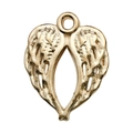 Golden heart-shaped wing pendant with glossy finish for DIY jewelry making - 1pc Small Heart with Wings 17x21mm