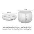 White silicone mold set for succulent planters with geometric rhombus pattern and base - Large Rhombic Pot with Base & Lid