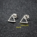 Polished 18K gold stainless steel hollow triangle stud earrings measuring 0.8cm and 2g - 009 Steel Triangle