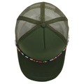 Olive green trucker hat with breathable mesh back and decorative colorful bead chain - M (56-58cm) / Army Green