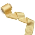 Frayed edge satin ribbon in champagne gold on a wooden spool for gift wrapping - 4CM X5 Yards (Without Wood Spool) / Light Gold Color
