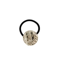Minimalist black elastic hair tie with a textured golden hammered metal circle charm - Liquid Round 3.5cm / Silver