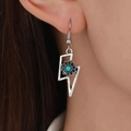 Boucles d'oreilles éclair rétro avec perle turquoise en style bohème et western - Antique Argent Éclair Fleur Turquoise Boucles d'Oreilles (WG-1205)