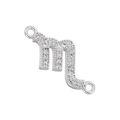 Silver Scorpio zodiac charm with cubic zirconia pavé for DIY jewelry connector - Silver Scorpio
