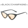Modern triangle cat-eye sunglasses in black frame with champagne lenses for women - Black Frame Orange Lens