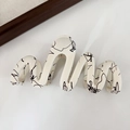 Matte wave hair claw clip in creamy white with black abstract lines for high ponytail - Wave Off-white