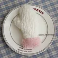Ornement de Noël en peluche moufle blanc et rose pour déco DIY sapin, taille 18cm x 10cm - Moufle de Noël en Peluche Blanc et Rose-02
