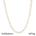Collar de eslabones de corazón dorado con esmalte blanco, 500x6mm y peso de 9g - Estilo Dorado (KN233702-Z)