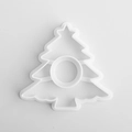 White plastic Christmas tree cookie cutter with circular cutout for DIY baking - E0399-Christmas Tree