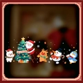Cartoon Christmas static window sticker with Santa, reindeer, and festive tree decorations - Central Banner High Quality Illustration (HL-098)