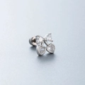 Silver bow and heart cherry stud earring with clear zircon crystals for women - Bow Heart Cherry Style (A88-6#)