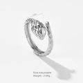 Silver adjustable snake ring with 2.66g weight and 7.5mm width sleek metal design - Adjustable Open / Silver