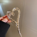 Pinza per capelli in metallo argento a forma di cuore cavo, stile minimalista chic - Cuore traforato argento