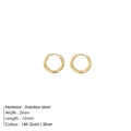 Polished stainless steel 12mm hoop earrings in 14K gold finish for women - 12mm x 2mm Hoop Earrings (YE27400) / Steel
