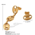 18K gold plated stainless steel pig nose fringe earrings with detailed size dimensions - Asymmetric Design / Gold