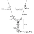 Silver stainless steel layered flower pendant necklace with cubic zirconia inlay details - 40+5cm / Silver Bell Necklace (TXP340)