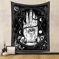 Detail of occult tapestry with mystical hand, serpent and astrology symbols on wall - Mystic Hand (GT621-1)