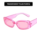Retro Y2K rectangular sunglasses in transparent plum purple finish with PC frame - Transparent Rose Red