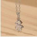 Collier ballerine argenté avec pendentif en zircon cubique et chaîne fine en O - Style Argent 1 (XL2473)