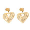 Pair of 18K gold plated hollow heart-shaped stud earrings in a minimalist metallic finish - Hollow Heart Style (KE109290-MW) / Gold
