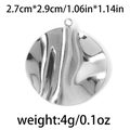 Polished silver geometric round corrugated stainless steel pendant weighing 4g - Round Ripple (TP0557) / Silver