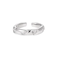 Anello aperto in argento sterling 925 con trama effetto lava e zirconi trasparenti - n. 15 / Aperto regolabile / Oro Bianco