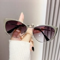 Cat eye sunglasses with silver metal frame and purple gradient lenses for a trendy look - Silver Frame Gradient Grey Lens