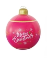 Pink 60cm LED inflatable Christmas ball with white snowflakes and Merry Christmas print - Merry Christmas Pink + Light Upgrade LED